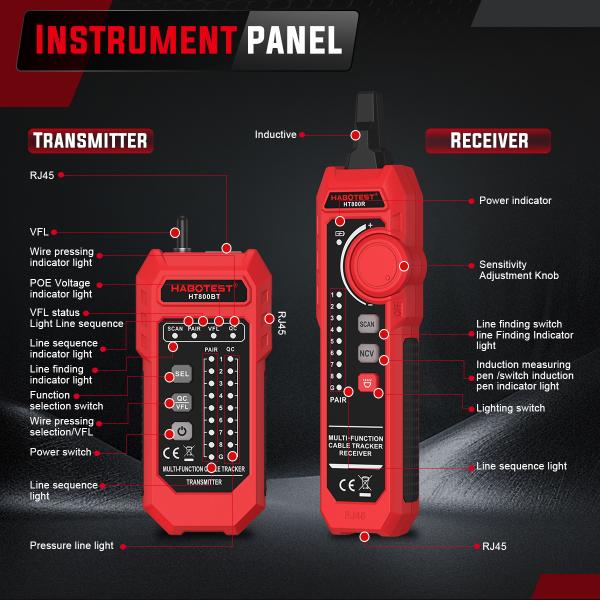 HT800 Network Cable Tester with PoE Detection & RJ45 Wire Mapping