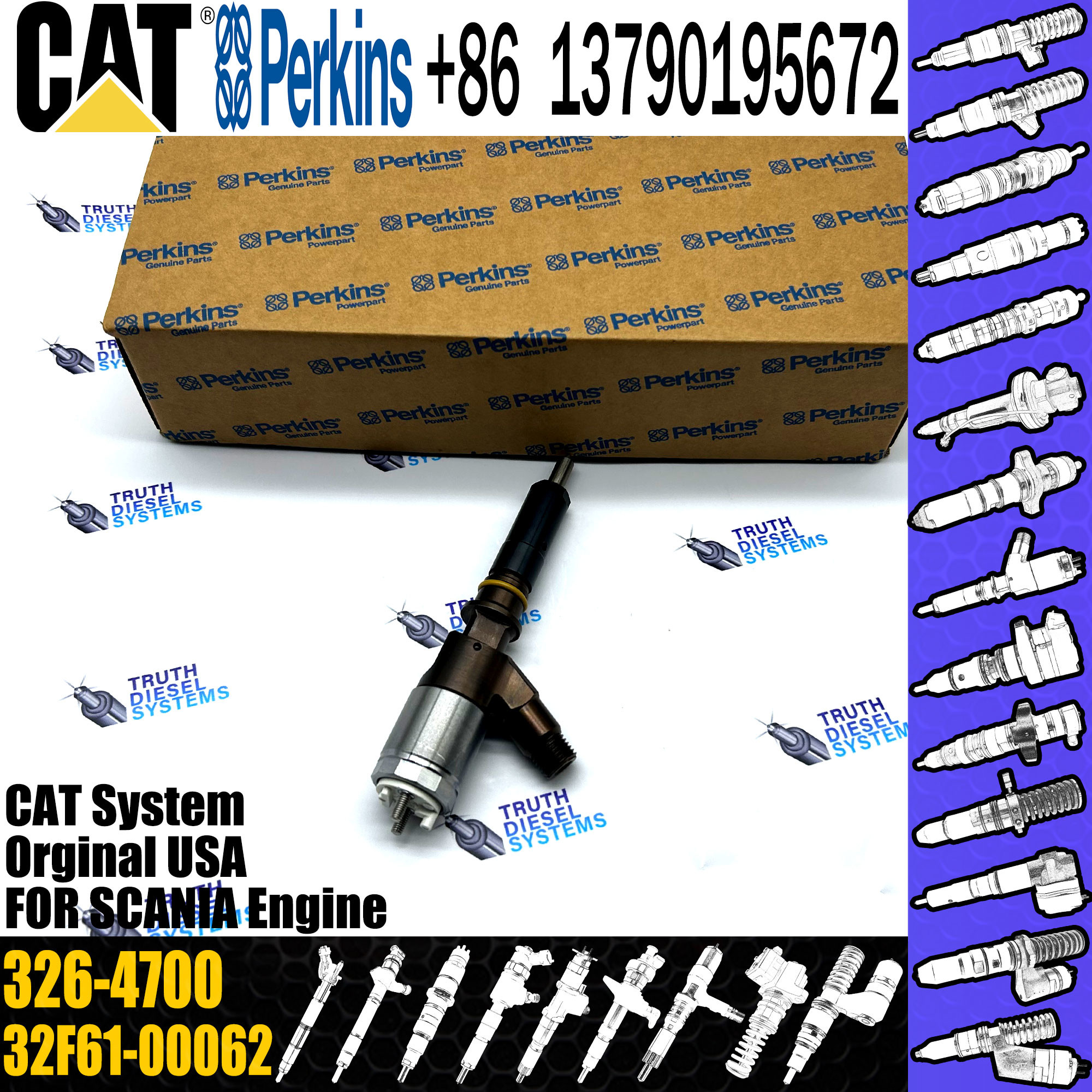 Diesel Fuel Injector 326-4700 32F61-00062 For CAT 320D Excavator C6.4 Engine