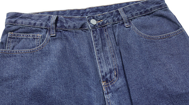 Crocheted Curly Hemmed Men'S Loose Jeans Street Style