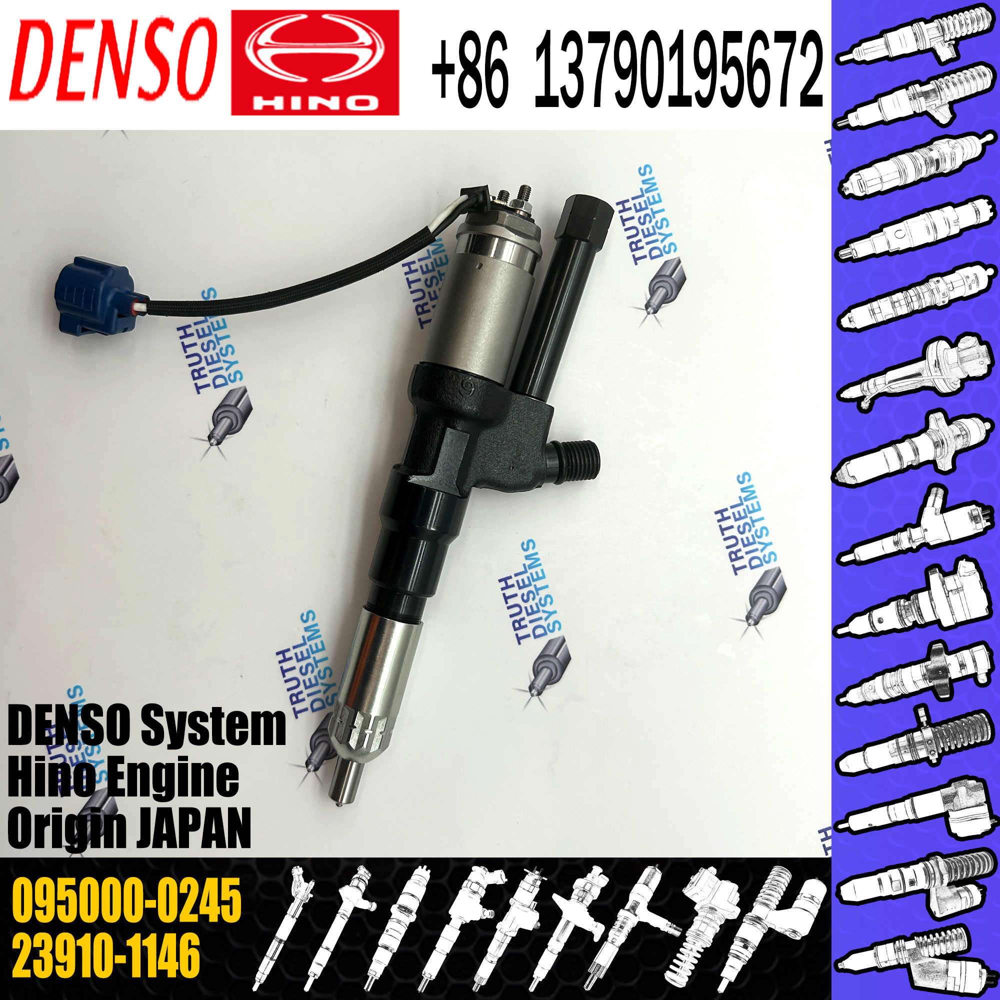 Common rail l injector 095000-0240, 095000-0244, 095000-0245 for HINO 23910-1145, 23910-1146, S2391-01146