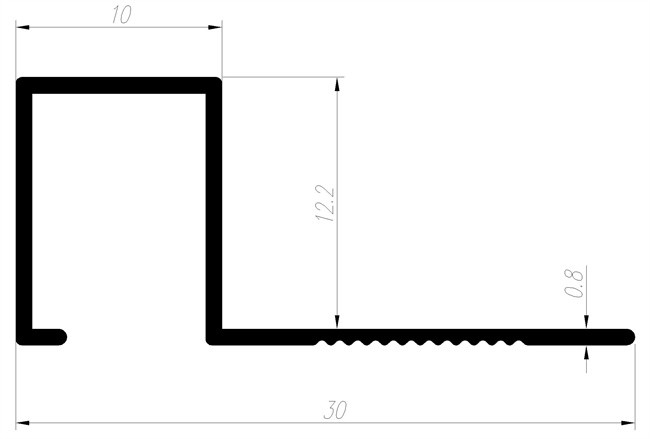 Bright Silver Metal Square Edge Tile Edging Trim 10mm X 12mm