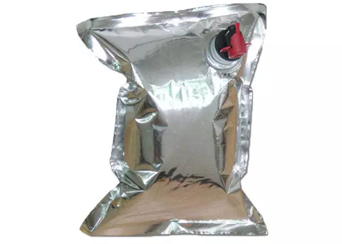Reusable Silver Red Wine Quad Seal Bag Aluminium Foil Plastic Beverages Liquid BIB Bag With Spigot