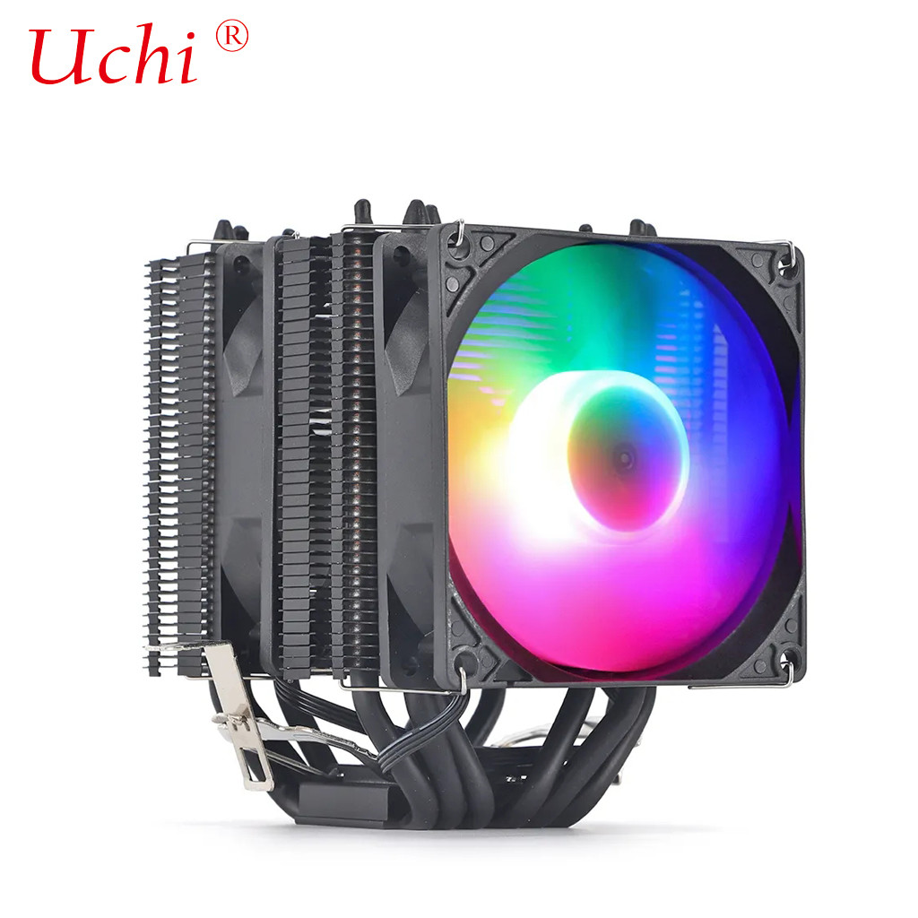 Black Radiator Fan Lighted Copper Heatpipe Universal For Intel I3 I5 I7 I9 Lga 1151 1366 1700 2011 2066 AMD AM4 AM5 Cpu Cooler