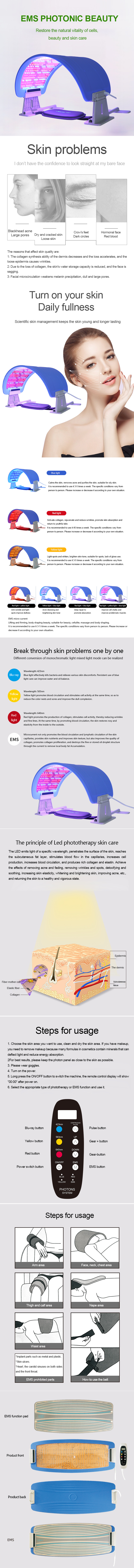 Oman Anti Aging Led Photon Therapy Machine , 12W Pdt Beauty Machine