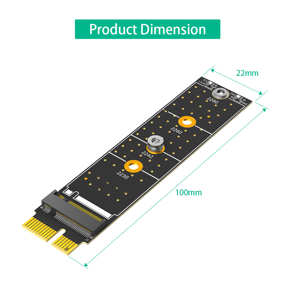 NGFF M.2 Nvme M Key SSD To PCI- E 1X Adapter Vertical Installation PCI-E 1x To NGFF M.2 Key-M Supports sizes 2230-2242-2260-2280