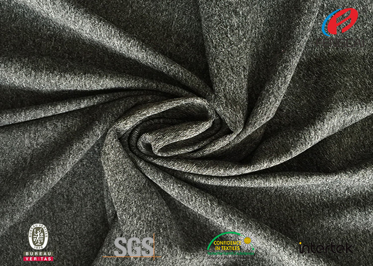High weight custom pattern brushed melange polyester spandex fabric for underwear