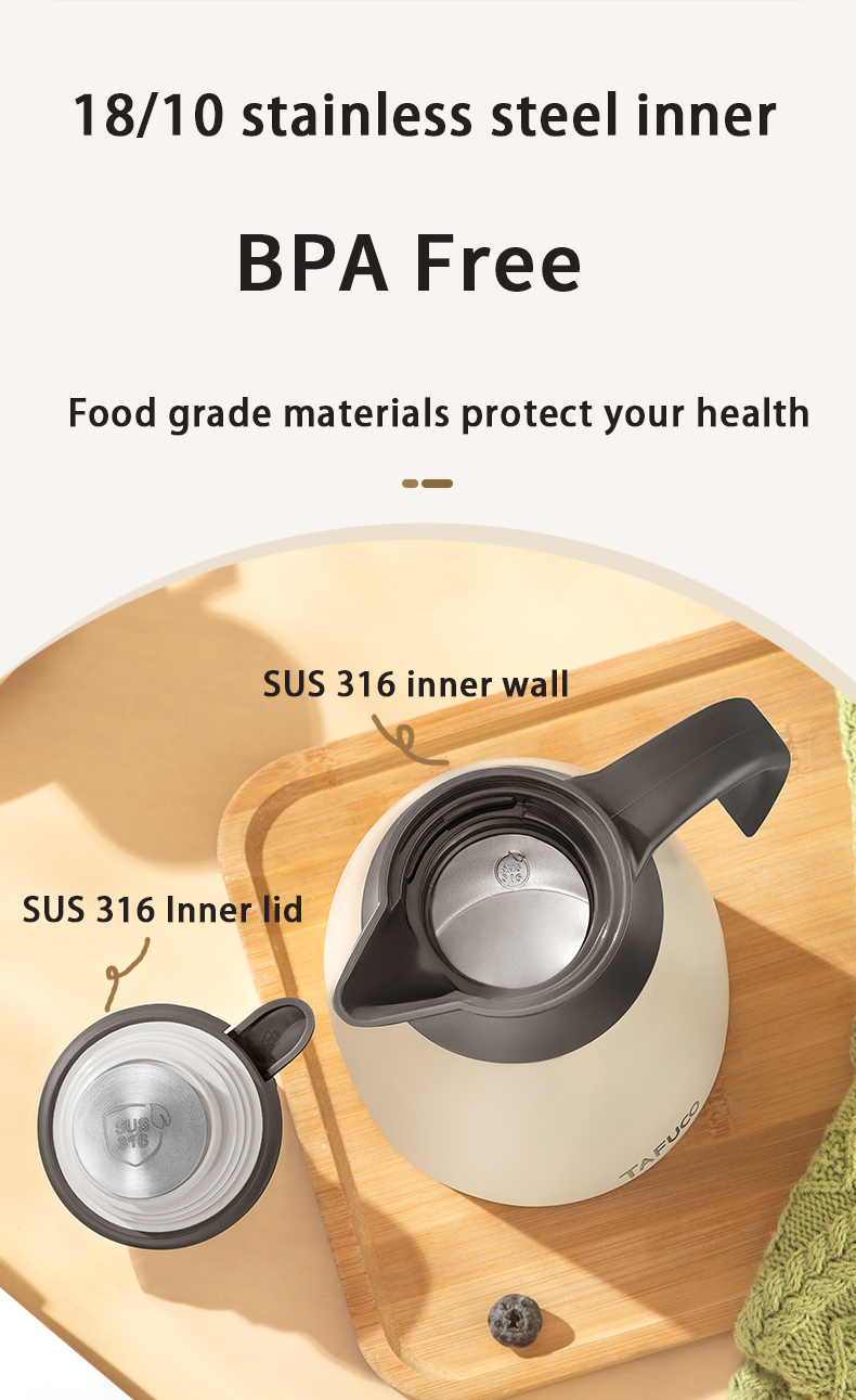 Stainless Steel Thermal Coffee Carafe Large 1.5L/2L Vacuum Hot Pot for Adults WITH LID
