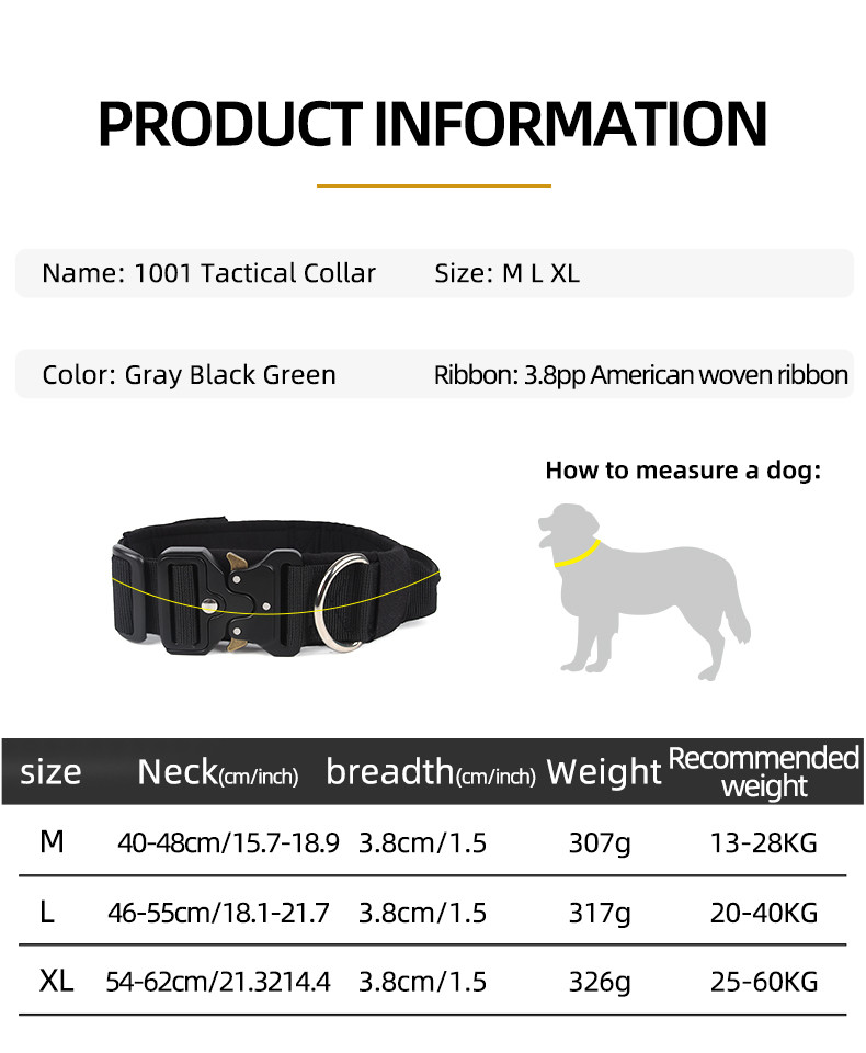 Outdoors Pet Training Medium And Big Dog Tactical Collar Adjustable 38 - 48cm