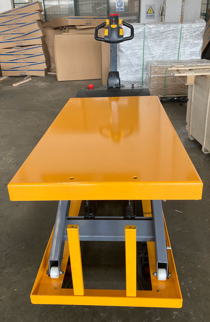 Electric 1500kg Powered Pallet Truck Horizontal Drive Motor With Lifting Platform Top