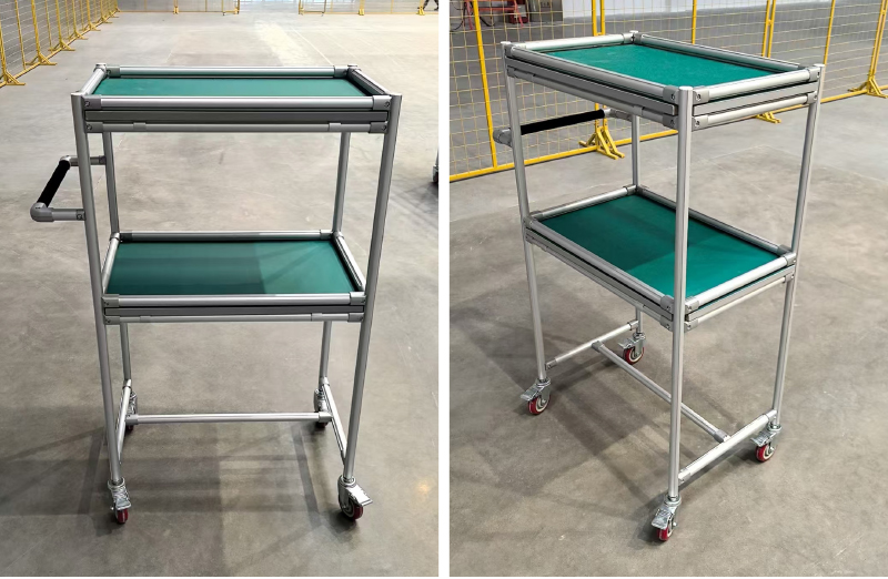Material Rack System Made From The Third Generation Lean Pipe Aluminum Alloy Tube  Assemble Cart  Hand Trolley