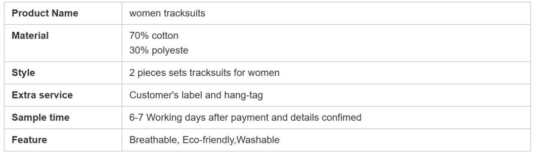 Custom Latest Designs Cropped Sweatshirt Joggers Two Piece Tracksuits for Women