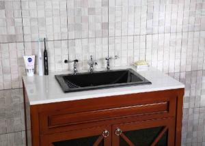 China Durable Stylish Bathroom Sink Countertop , Granite Bathroom Vanity Rectangular Undermount on sale