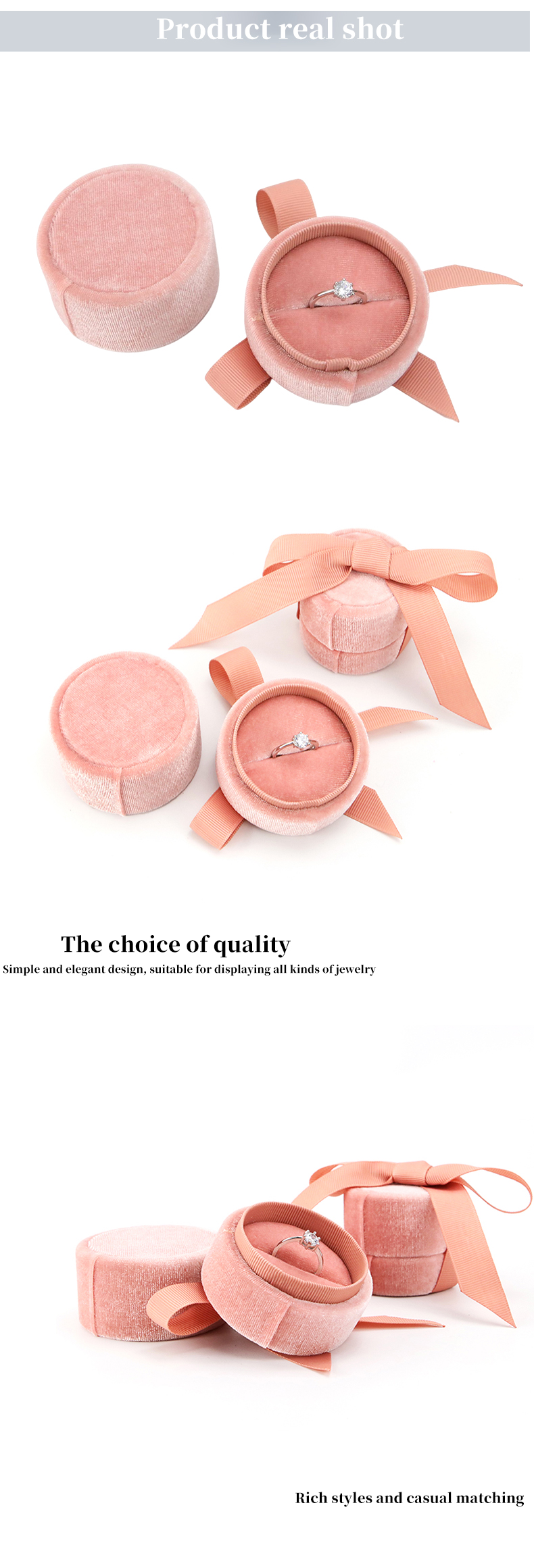 Hanhong Tiandi Flannel Cloth Ring Box for Jewelry Packaging 5*4.5*5cm Plastic Velvet