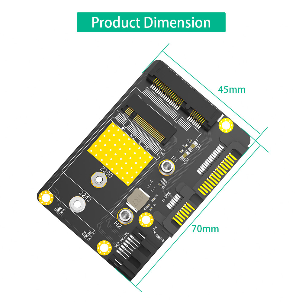 SATA 3.0 22PIN to NGFF M.2 B-Key MSATA Slot Converter Adapter Card For 2230 2242 Sata-Bus & MSATA SSD