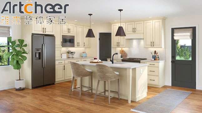 Skinny Shaker Cabinets in Oak Color Made of Solid Birch Wood for Customized Kitchen Design