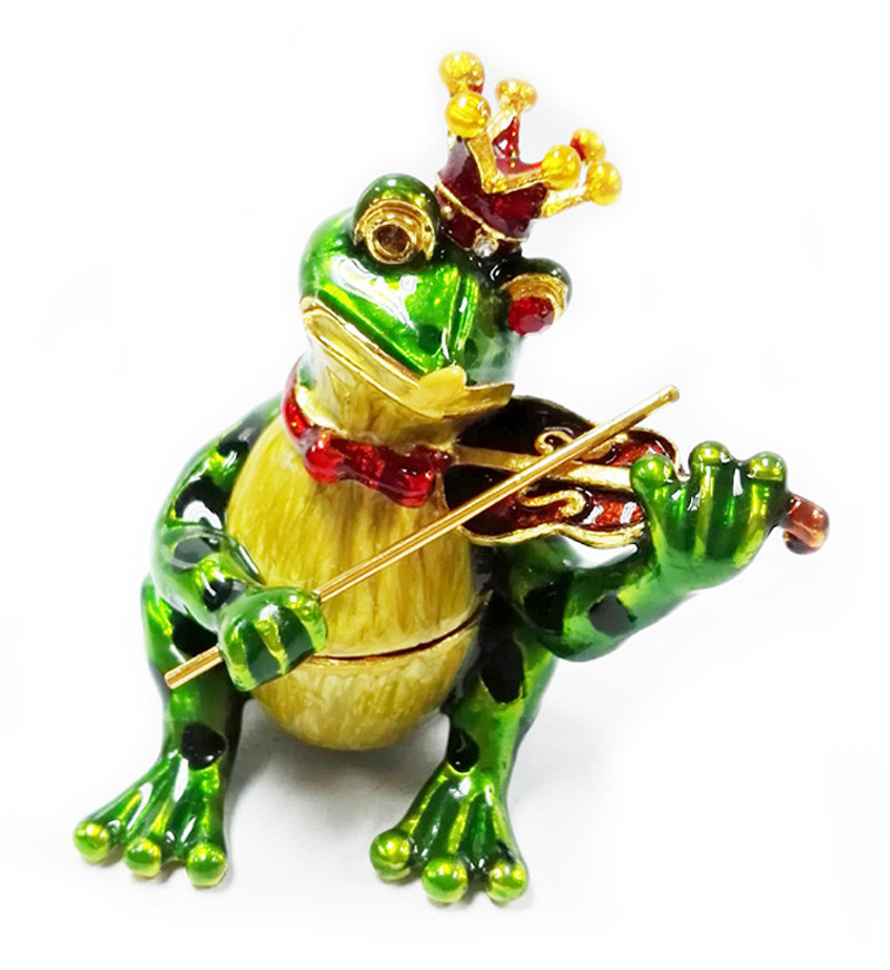 Violin Frog Trinket Box Music Jeweled Box Pewter Frog Jewelry Box Green Frog Trinket Box Frog Trinket Box Jeweled Box