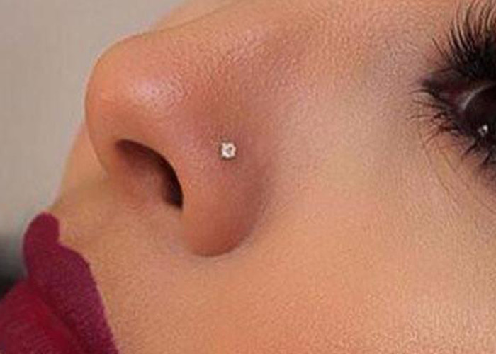 Screw 18K Gold Nose Piercing With 1.5mm-3mm Natural Garnet Stone