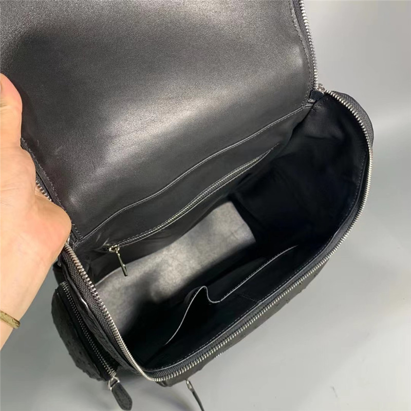 Authentic Real Ostrich Skin Men's Large Business Travel Backpack Genuine Exotic Leather Male Top-handle Casual Bag Pack