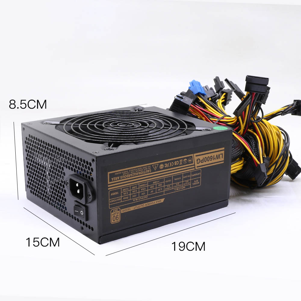 ATX 1600W 110V-240V 12V server psu Power Supply for 6 GPU Rig 90 Plus Gold 140mm Cooling Fan 1600w Multiple Output