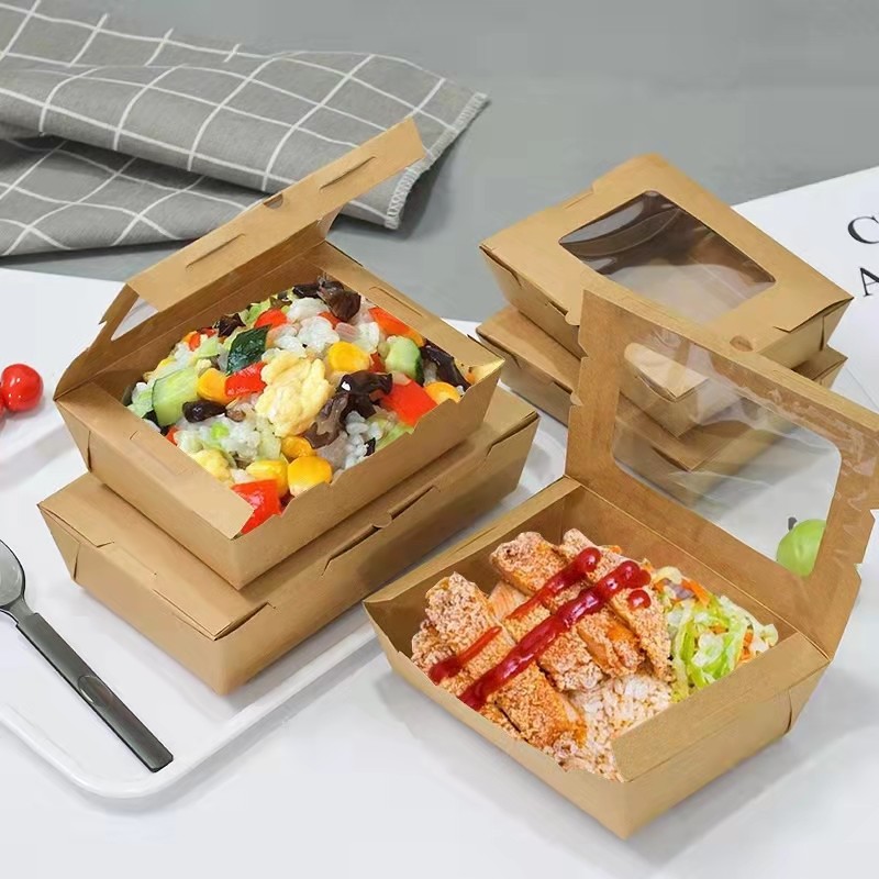 500-1000ml Fast Food Takeaway Boxes With CMYK/Pantone Printing Food Container Paper Box