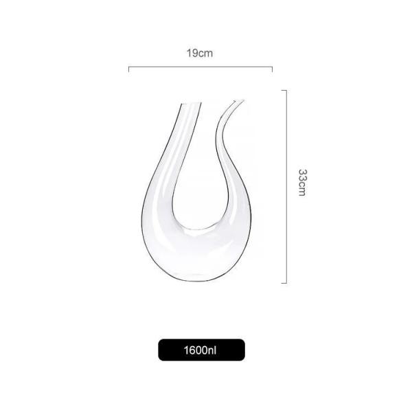 Clear 1600 Ml U-Shape Luxurious Elegant Glass Wine Decanter For Home