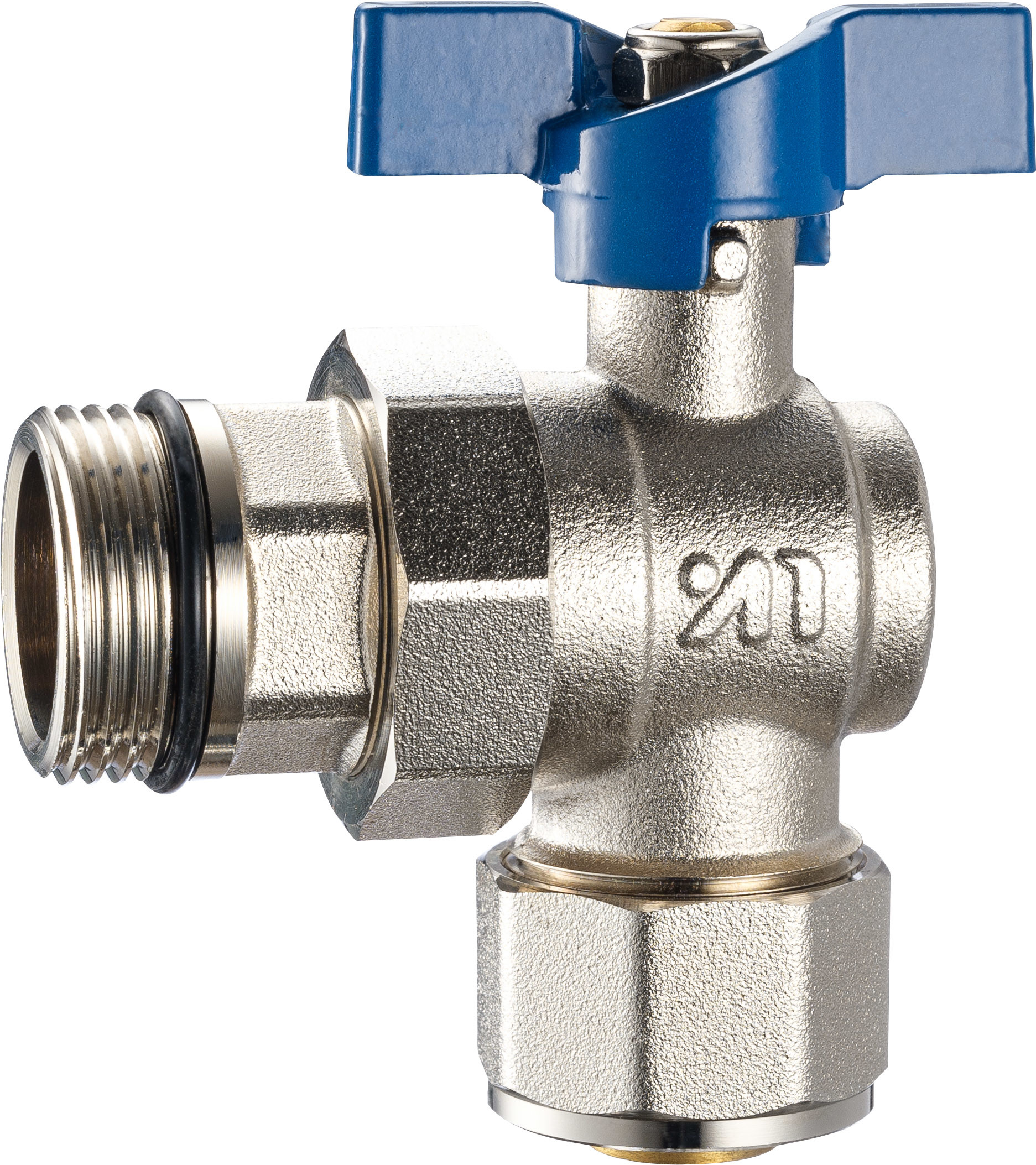 3614 3615 Angle Type Brass Ball Valve DN20 for AL-PL Pipe Connections with Flexible Male Nipple or Flexible Female Nut
