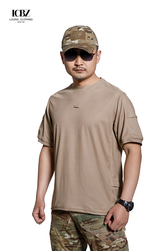 Woodland Camouflage Active Training T-Shirts for Men Custom Logo Quick Dry Material