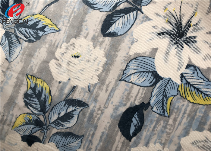 Press Glue Polyester Sofa Velvet Upholstery Fabric , Print Knitted Fabric