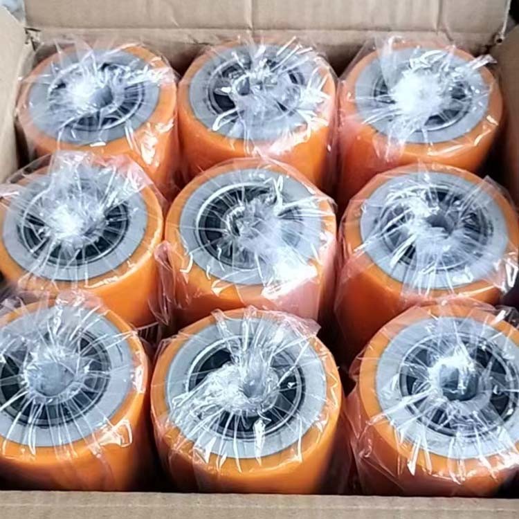 Orange Iron Polyurethane Pallet Jack Replacement Wheels 80mm Cast Iron PU Rear Load Wheels Wholesale