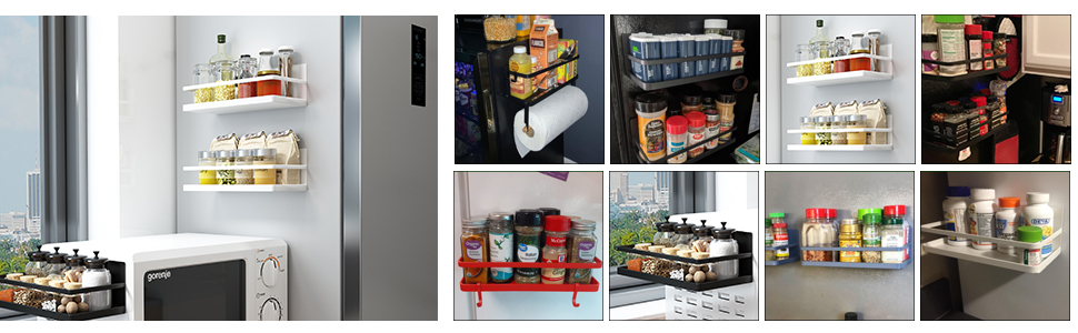 Customized Sizes Magnetic Adsorption Spice Shelf for Kitchen Bathroom Washing Machine