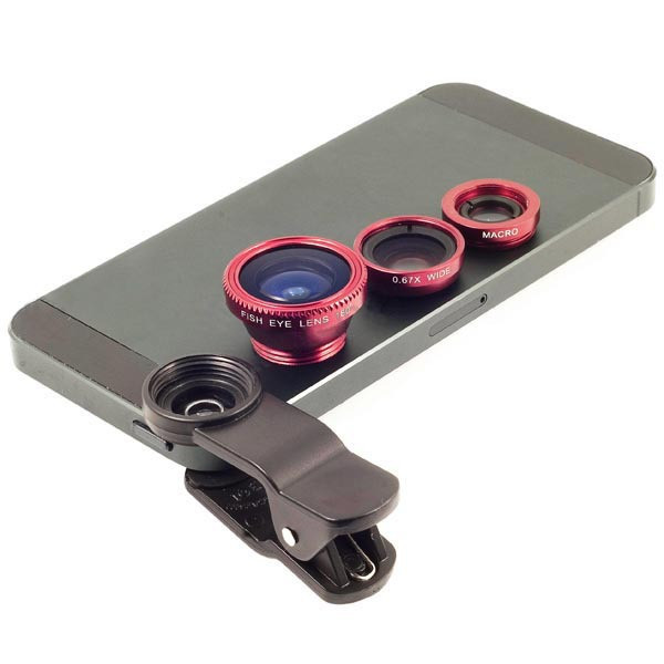 3 In 1 Digital Cell Phone Wide Angle Lens 8X Magnification ABS Clip Material