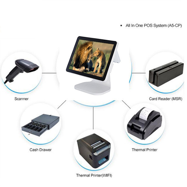 Black Metal Vase Power Saving Point Of Sale Computer System For Bookstore