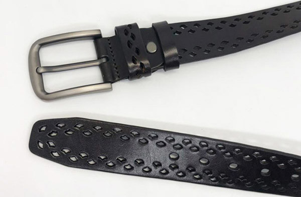 FK12149 Mens Casual Leather Belt Simple Style 3.8cm Width With Cutout Effect