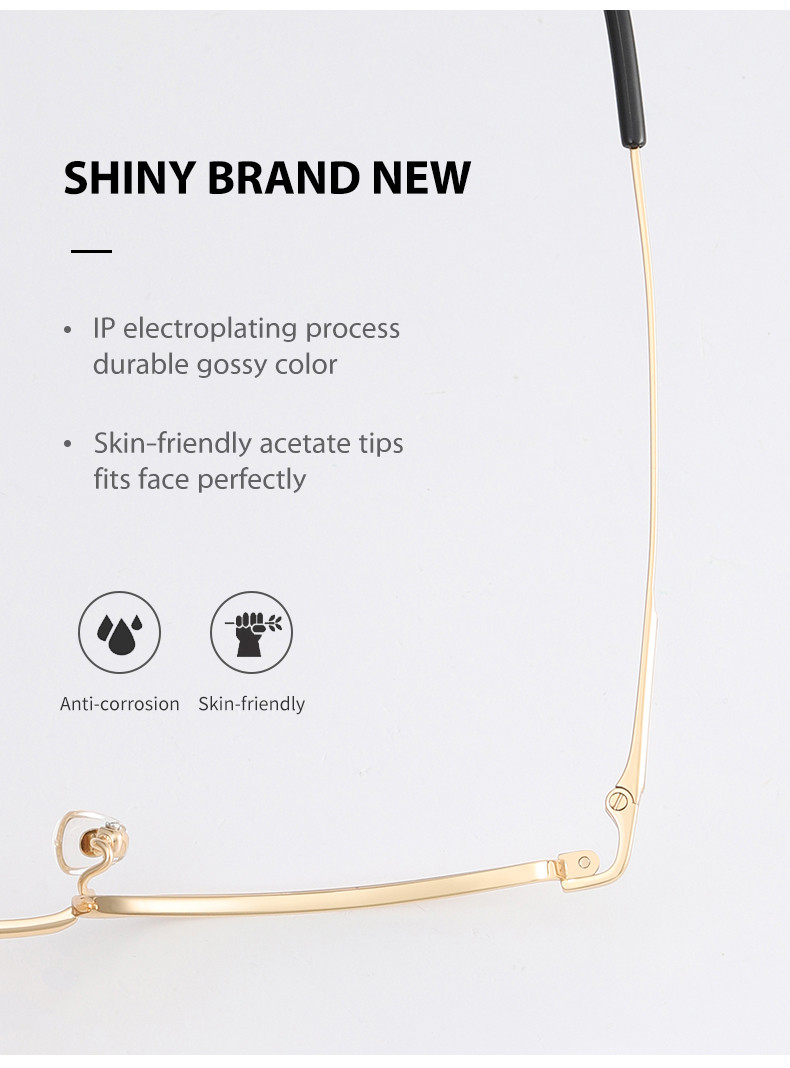Unisex Square Titanium Eyeglass Frames Electroplated Classical