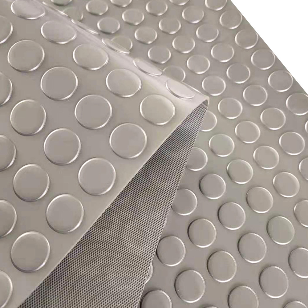 Black Wearable Coin Grip Anti Slip Pvc Flooring Garage Floor Mat For Warehouse