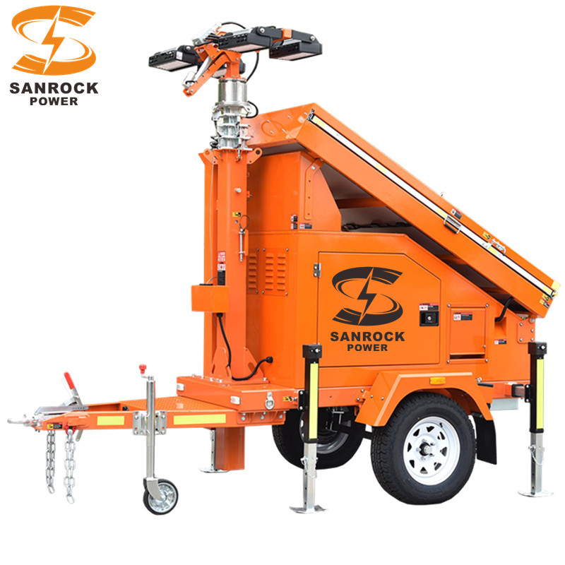 1305W Solar Powered Portable Light Towers LED Mobile Light Tower For Construction Sites