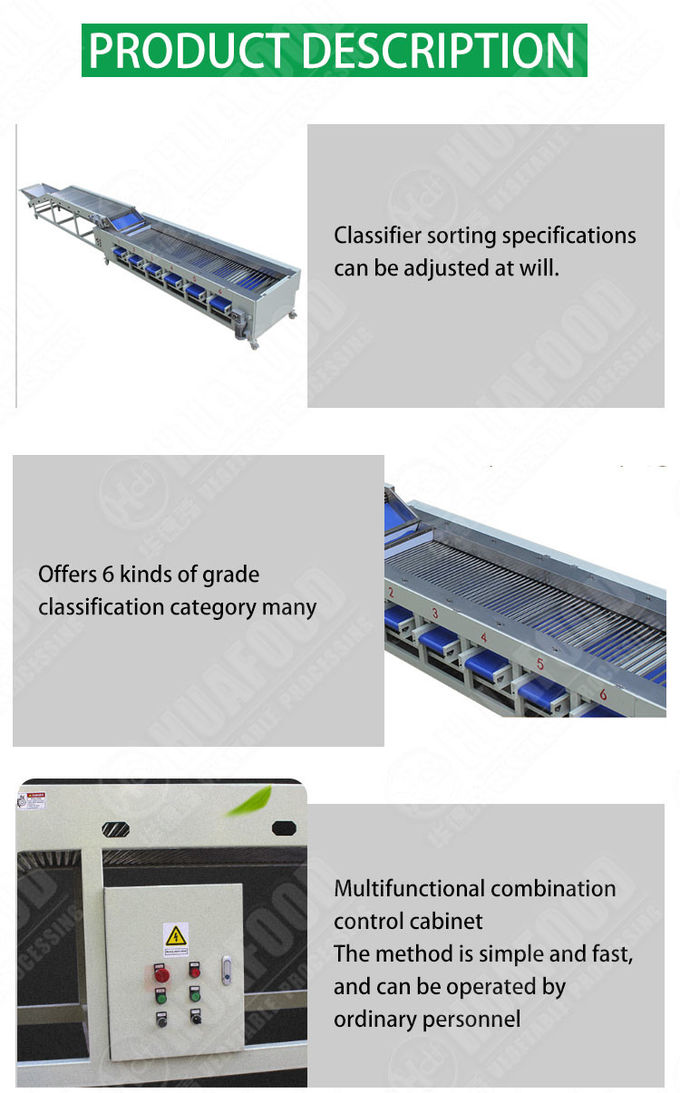Fresh Fruit And Vegetable Sorting Machine 3 T/H 1.85KW For Potato Carrot