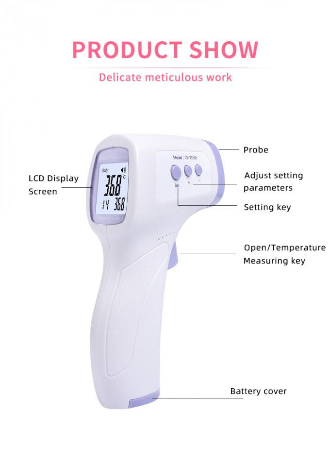 Medical Non Contact Forehead Thermometer Body IR Thermometer Abs Material