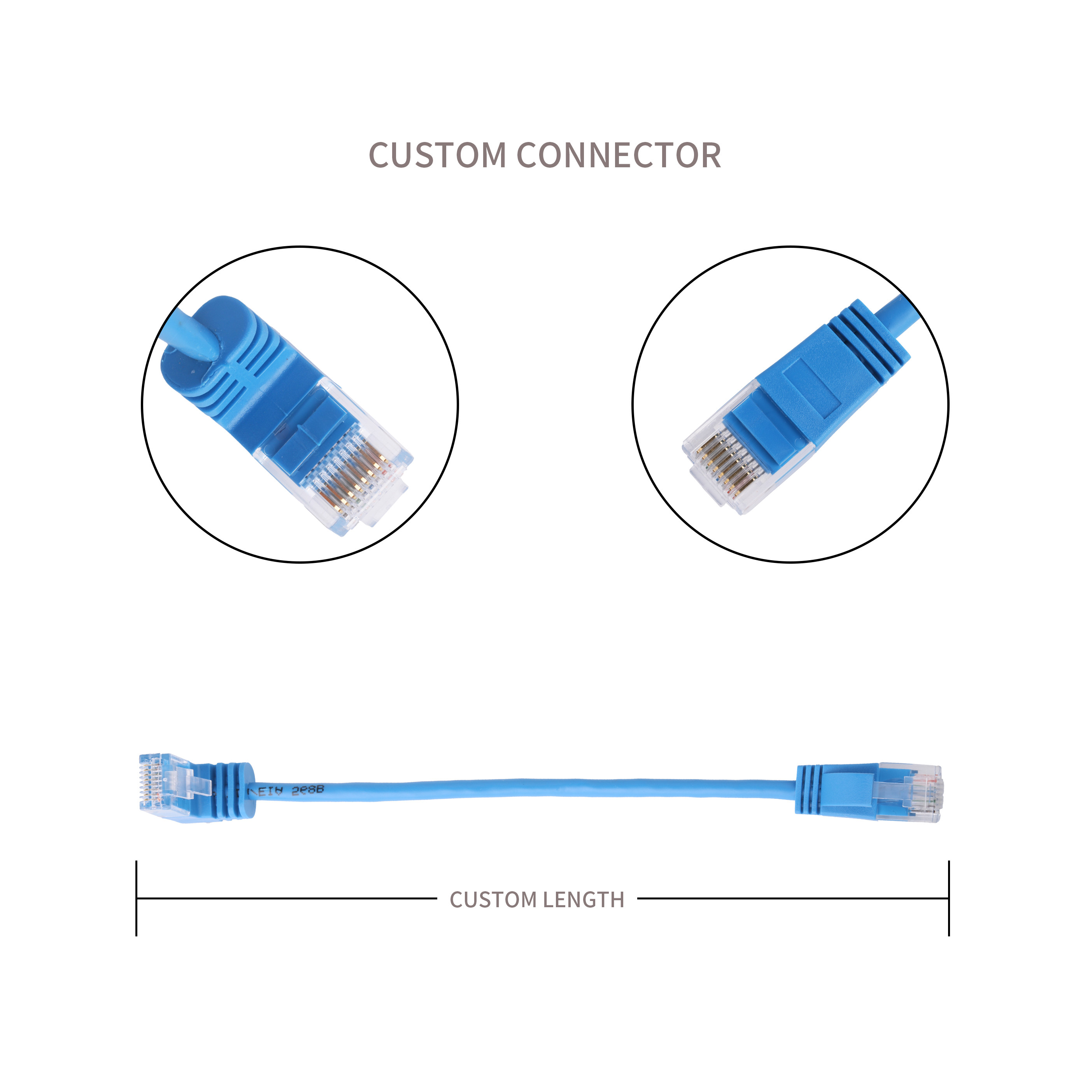 High Speed Gigabit Utp Ethernet Cable Molded Slim Blue Vertical 90 Degree Interface