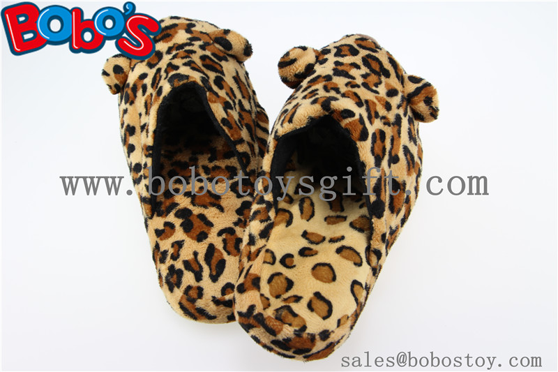 Men Shoes Plush Stuffed Leopard Microwave Flaxseed and Lavender Slipper