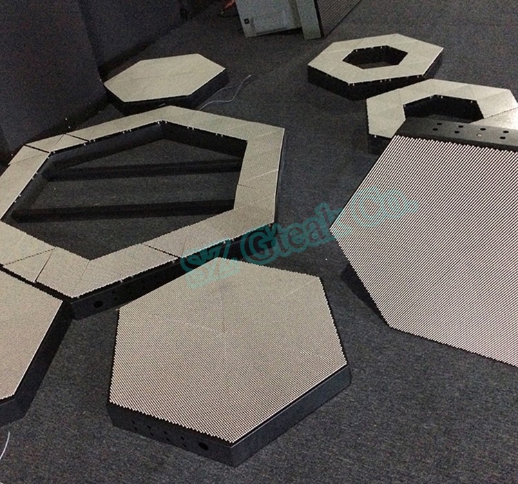 full color rgb matrix control mini hexagon led display for DJ booth customized