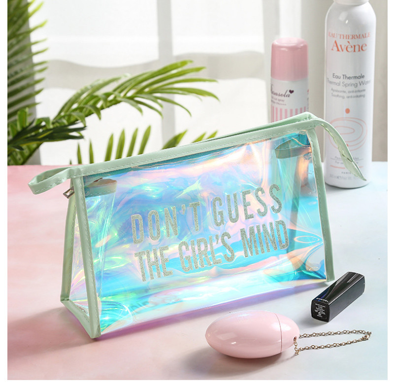 Custom Glitter Logo Holographic PVC Makeup Bag For Women