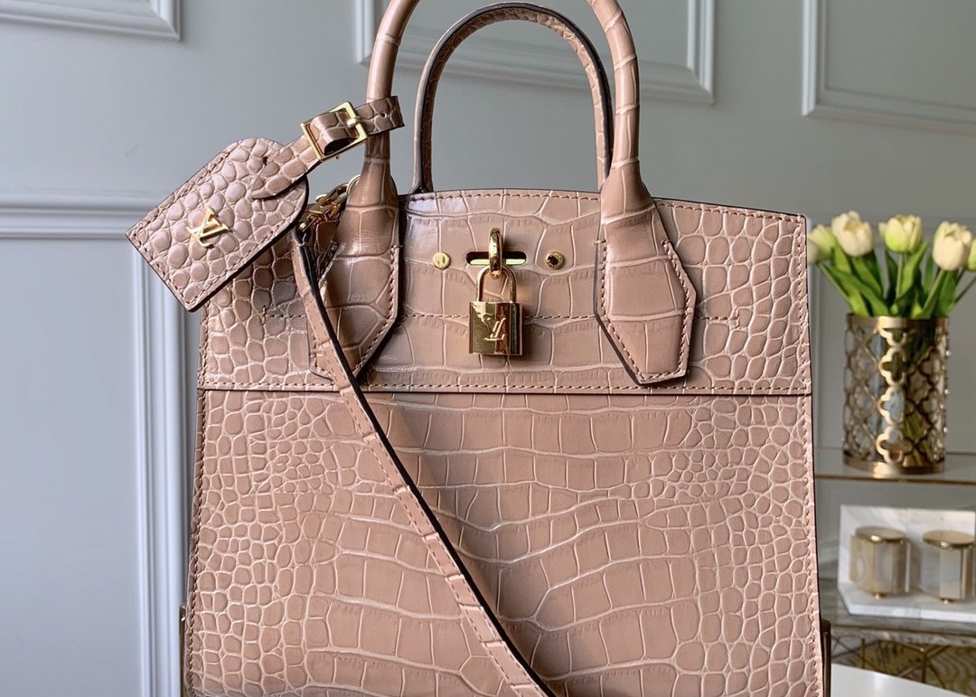 Luxury Cross Body 23cm Crocodile Skin Tote Bag Lock Decoration