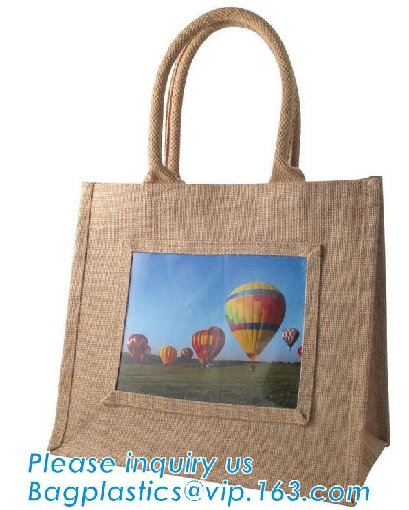 Multifunctional jute bag with low price,Natural Burlap Tote Bags Reusable Jute Bags with Full Gusset,shoulder strap plai