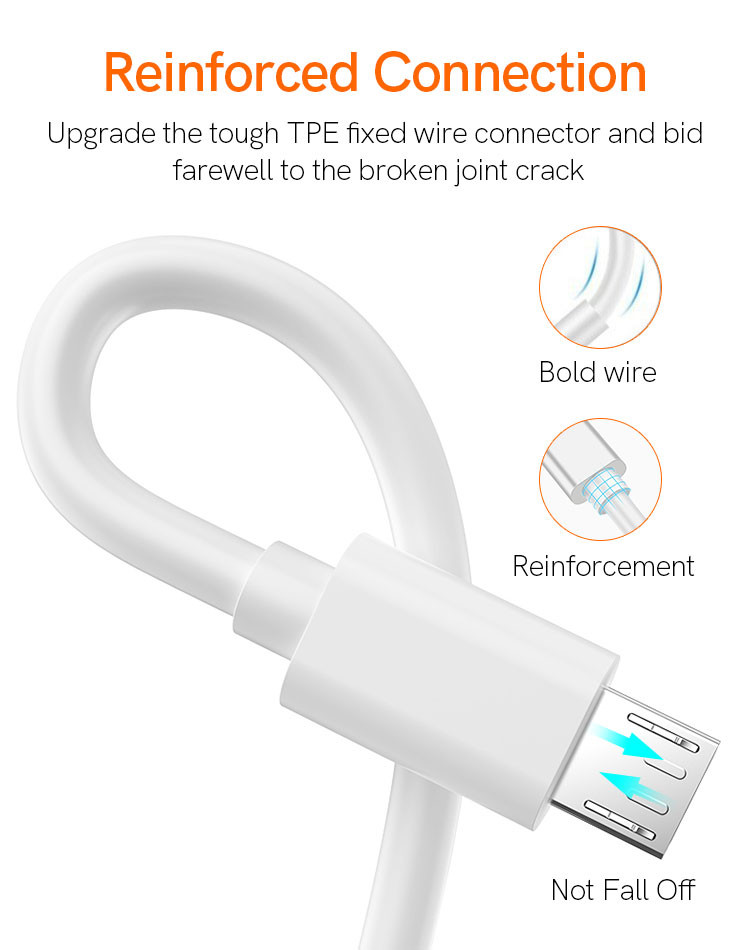 OD 3.5mm Micro USB Charging Cord Fast Charging Micro USB Cable 34g