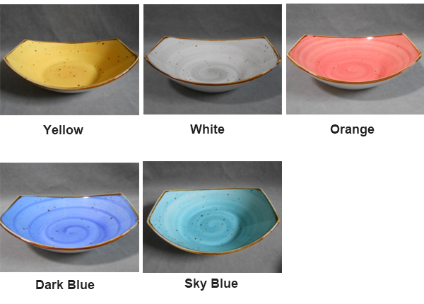 12 Inch Boat Shape Deep Salad Ceramic Dinner Plate With Rim