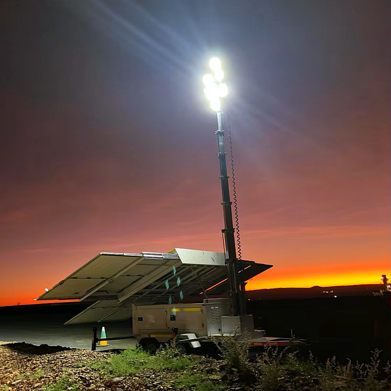1305W Solar Powered Portable Light Towers LED Mobile Light Tower For Construction Sites