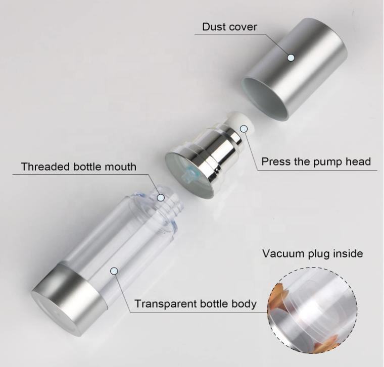 100ml Clear AS Plastic Airless Cosmetic Packaging Cream Serum Bottles