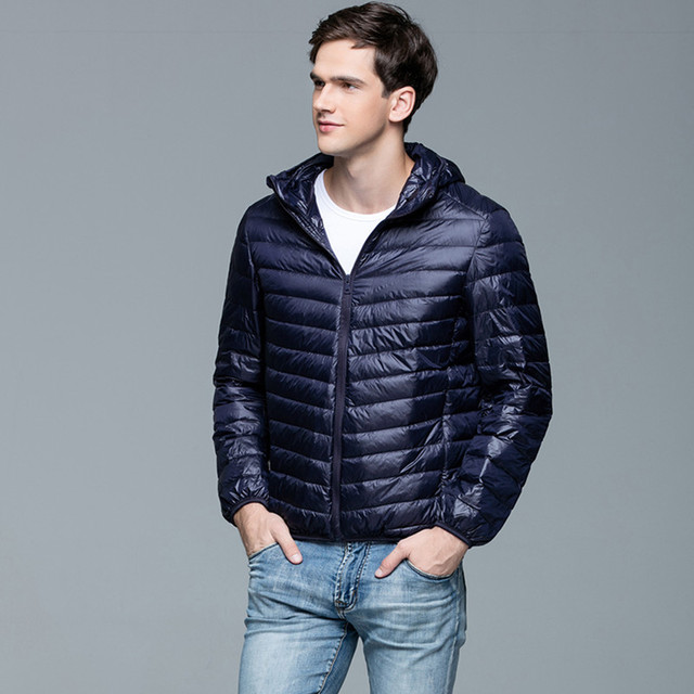 new style small quantity solid color nylon/polyester winter mix size slim fit men goose feather jacket