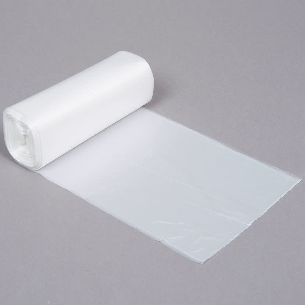7 Gallon 6 Micron 20" x 22" Plastic Garbage Bags, HDPE Material White Colour